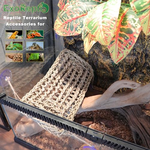 Bearded Dragon Hammock Lizard Tank Accessories Reptile Lounger Amphibian Habitat Décor for Chameleon, Geckos, Snakes, Hermit Crab, Lguana Reptiles, Tortoises - size: 17"T+7"