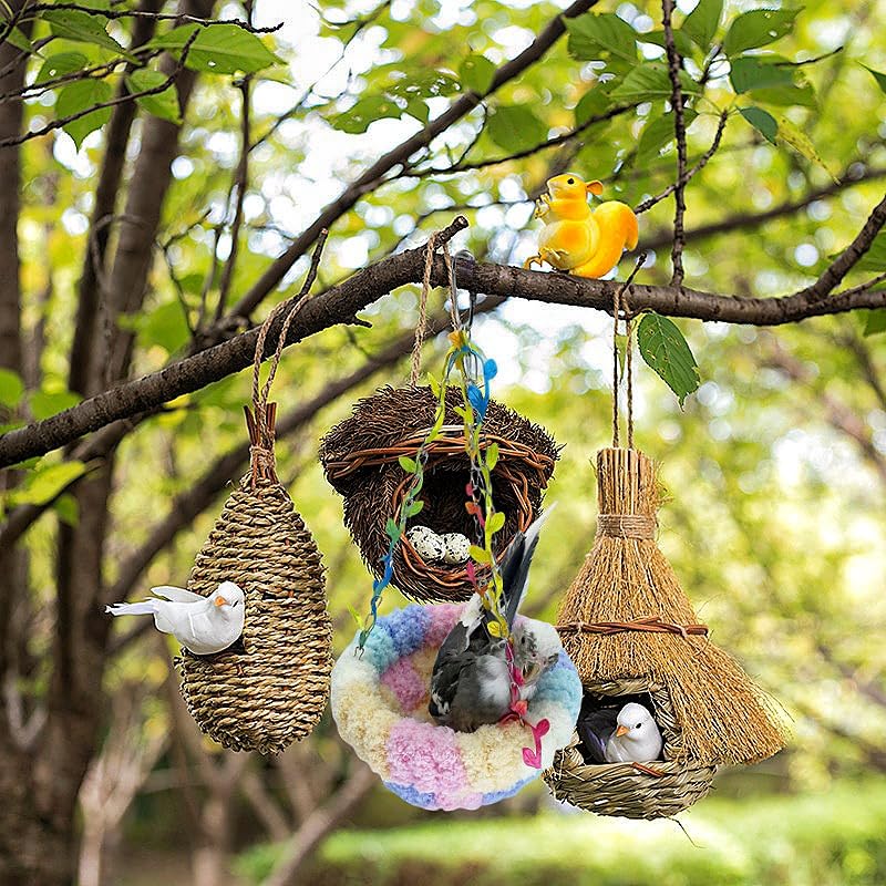 Hanging Bird Hammock for Cage Warm Plush Hanging Bird Bed Bird Snuggle Hut Parrot Hanging Sleeping Bird House for Parakeet, Conure, Budgie, Cockatiel, Lovebird, Finch, Hamster-Pink - color: Pink