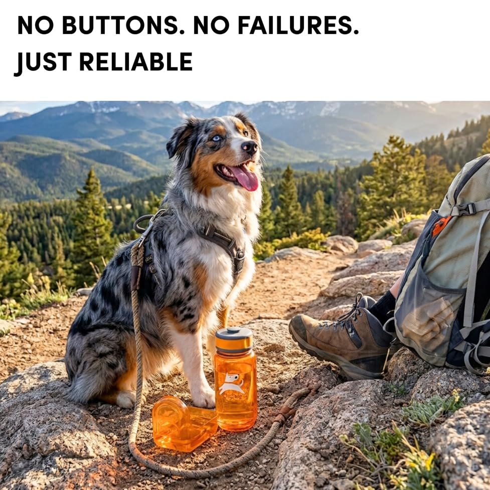 OllyDog OllyBottle, Dog Water Bottle, Pet Water Dispenser with Detachable Bowl, Pet Accessories for Outdoor Walking, Hiking, Travel (600ml, Flame) - color: Flame, size: 600ML