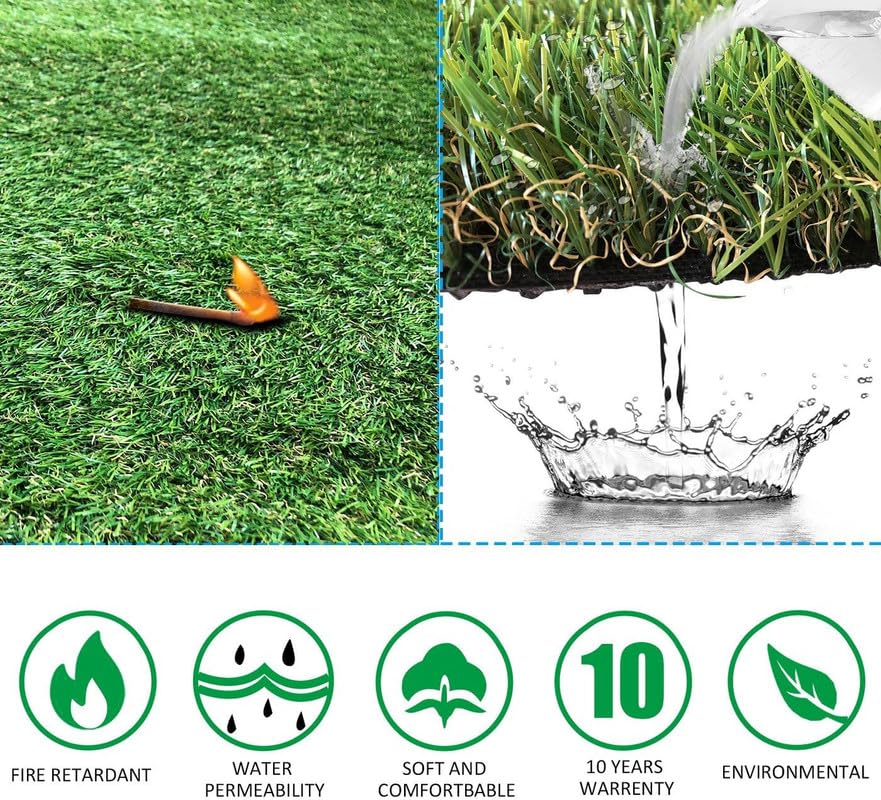 Petgrow Artificial Grass Turf 8FTX40FT- Realistic & Thick Synthetic Fake Grass Mat for Outdoor Garden Landscape Pet Dog Grass Rug Faux Turf - size: 8 FT x 40 FT (320 Square FT)