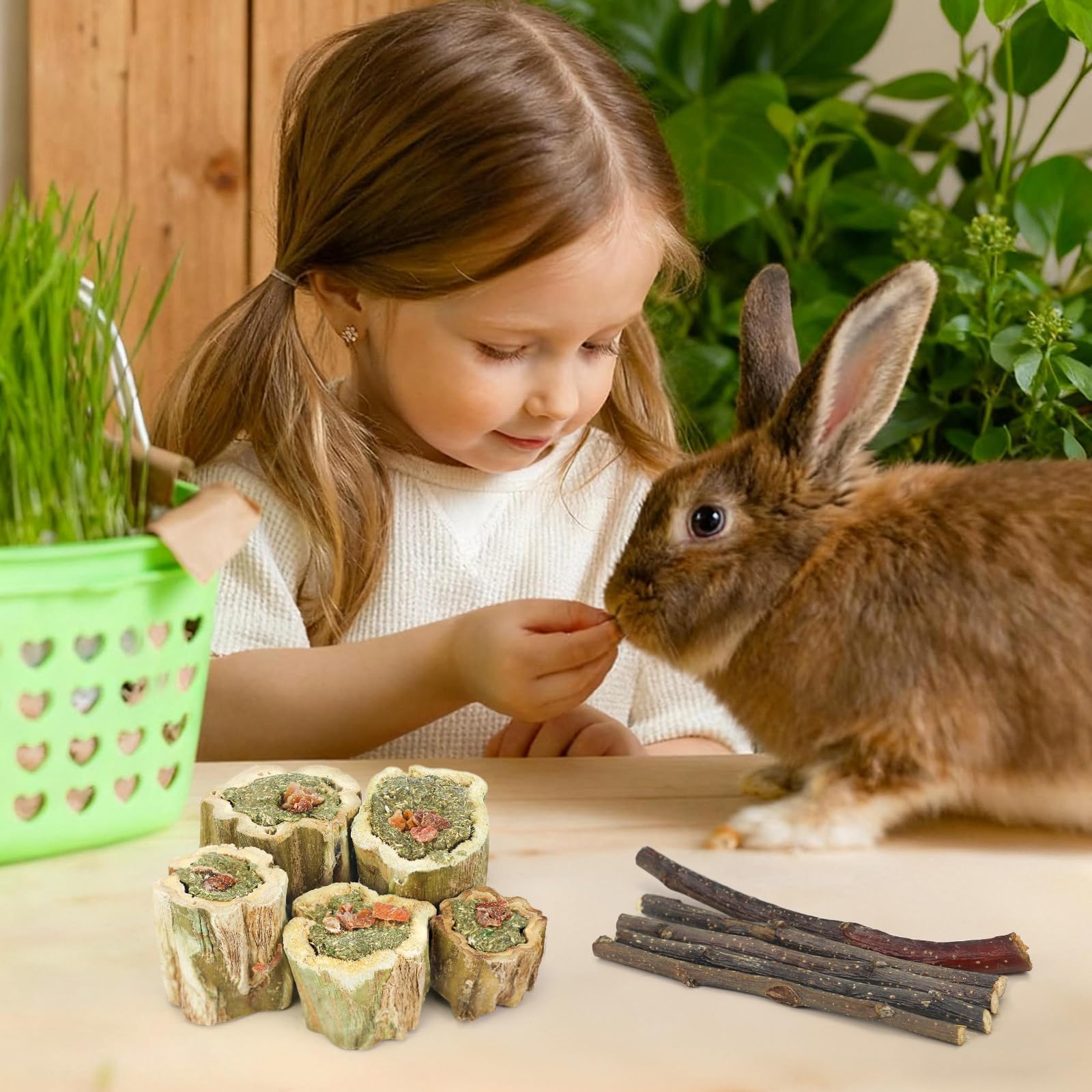 3.5oz Rabbit Chew Toys for Teeth，Bunny Papaya Wood Chew Toys Guinea Pig Treats with Apple Stick for Rabbits Guinea Pigs Hamsters Chinchillas Gerbils Prevent Teeth Overgrowth (3.5 oz, Fruit)