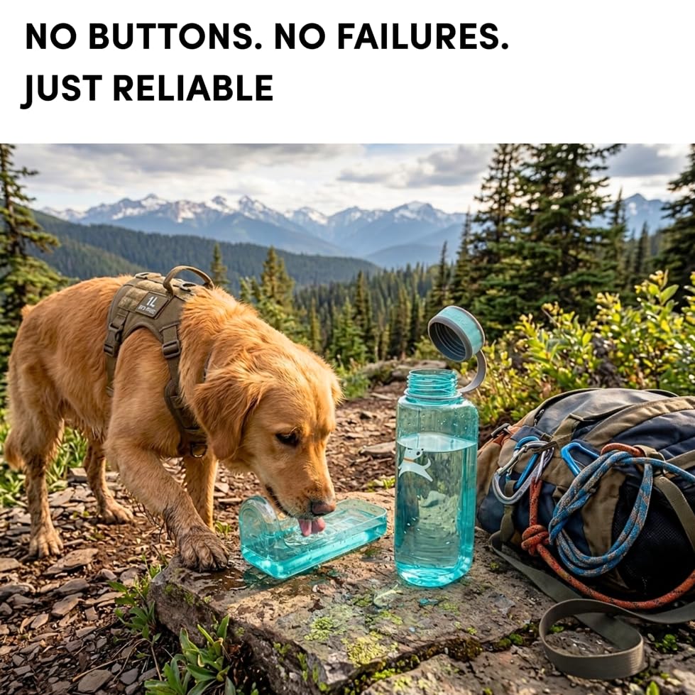 OllyDog OllyBottle Tritan Water Bottle with Detachable Dog Bowl | BPA Free Leakproof | 34oz | Share Water with Your Dog | Hiking Travel Camping (1L, Aqua Blue) - color: Aqua Blue, size: 1L
