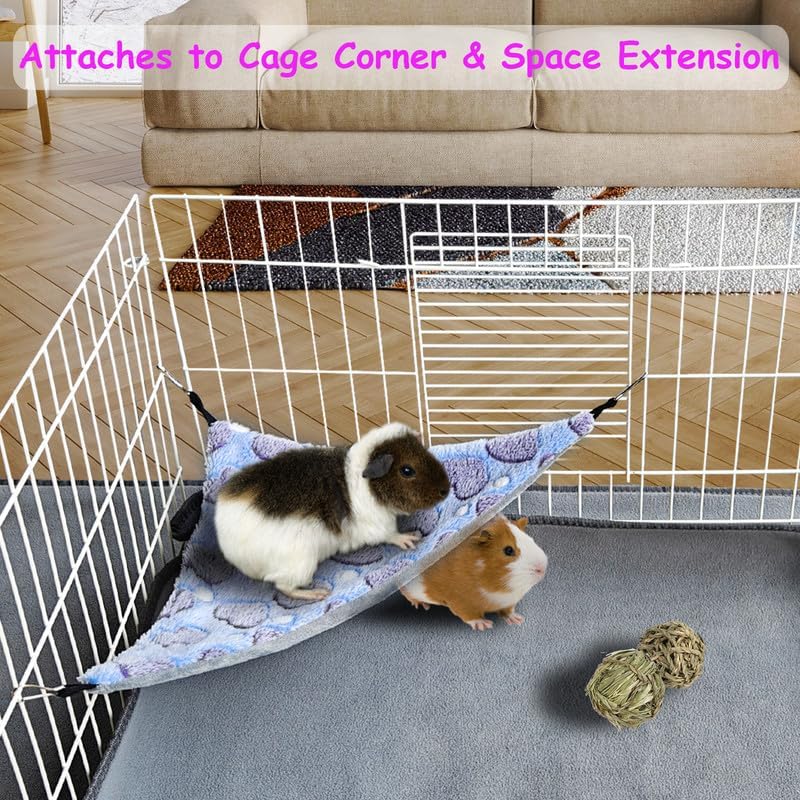 Guinea Pig & Rat Hammocks, Perfect for Pet Critter Cages, 2 Pack | Come with Hooks | Ideal Hanging Hammocks for All Small Animals: Chinchillas, Squirrels, Hamsters. M, Pink+Green - color: HTPink+Green, size: Medium