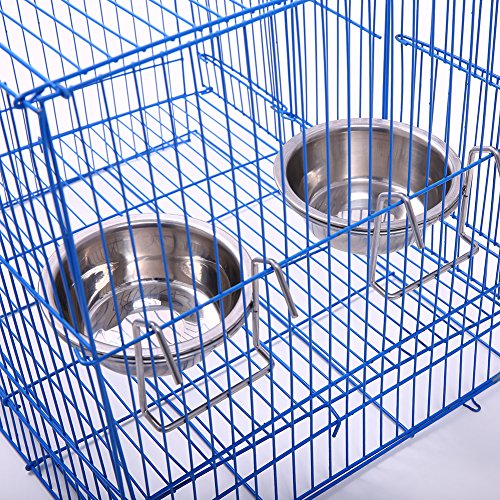 QBLEEV Stainless Steel Birdcage Feeder Bowls for Hamster Cage, 150ml, 5 oz | Stainless steel birdcage bowls feeding perches play stand with clamp, parrot pet animal hamster cage, easy to install - color: 2 Pack