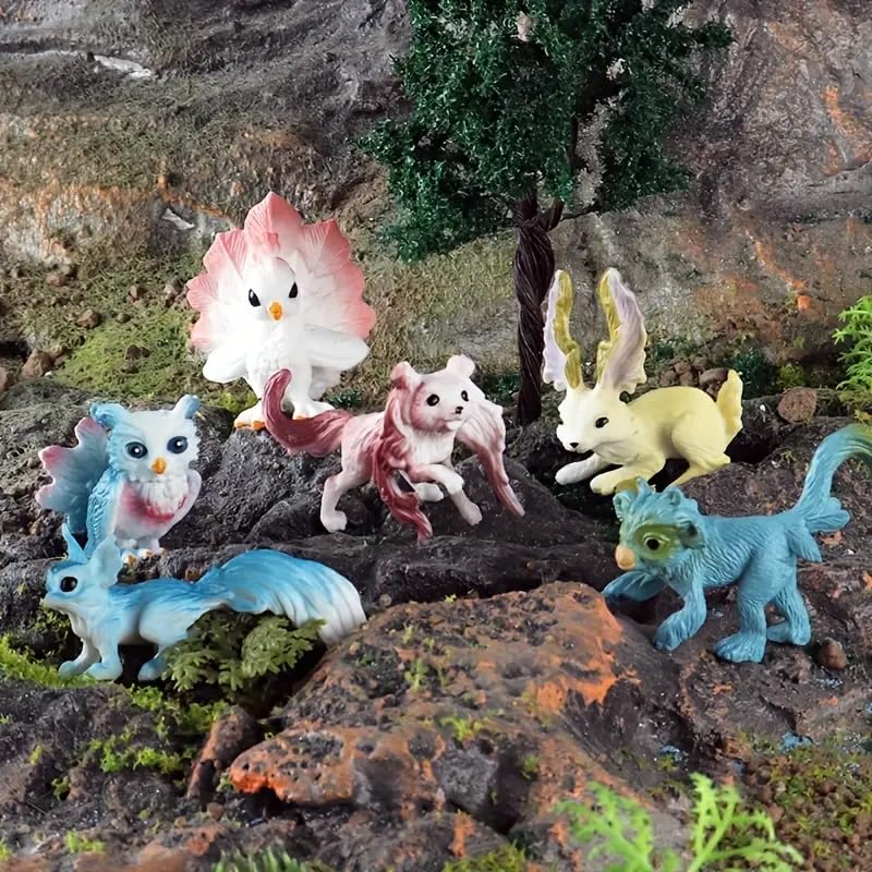 Liberty Imports 12 Pack Fantasy Creatures Figurines Set - Cute Plastic Fairy Animals & Mythical Toy Figures, Mini Unicorn Cake Toppers, Party Favors, Imaginative Play for Girls, Kids