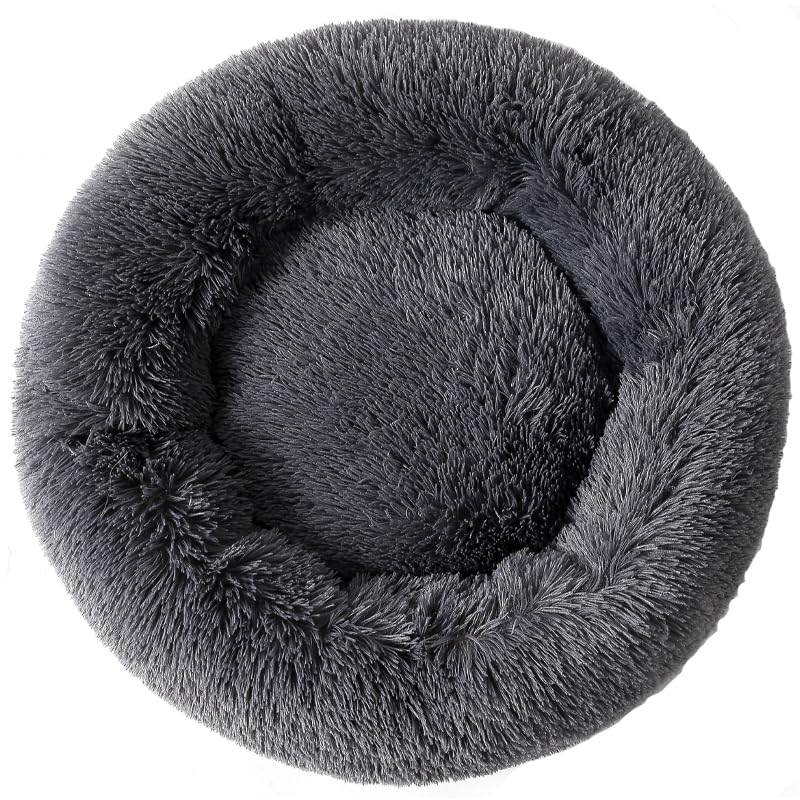 Cat Bed Dog Bed Donut Comfort Pet Bed Cats Cave Small Puppy Bed Rabbit Beds Cat Pillow Warm Bed Bunny Bed Kitten Cave UP to 7 Lbs Small pet - color: Dark Gray, size: 35CM