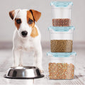 Patelai 6 Pcs Dog and Cat Food Storage Containers with Scoops Set Plastic Pet Food Storage Containers Stackable Airtight Dry for Kitchen 1.27 Qt, 2.4 Qt, 4 Qt(Blue) - color: Blue