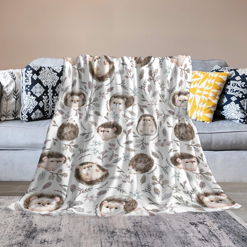 Cute Hedgehog Blanket Super Soft Cozy Throw Blanket, Lightweight Fuzzy Comfy Flannel Warm Plush for Couch, Sofa, Bed Travel and Camping Gifts 60"x50" - color: Cute Hedgehog, size: 60"x50"