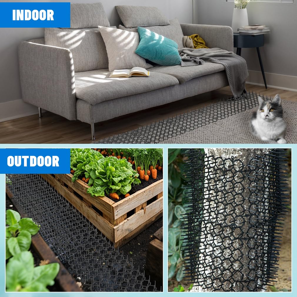 8.5 X 6.5 Inch Scat Mat for Cats with 12 Garden Staples & 12 Ties, 24 Pack Cat Deterrent Mat for Garden Fence & Animal Barrier - size: 24 Pack