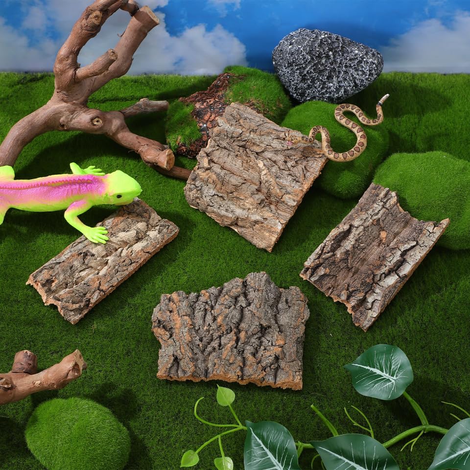 YARNOW 4pcs Reptile Bark Decoration Wooden Animals Cork Bark Lizard Tank Accessories Snake Spiders Bark Reptile Hideout Cork Wood Tank Snake Hide Reptile Tree Bark Decor Decorative Bark