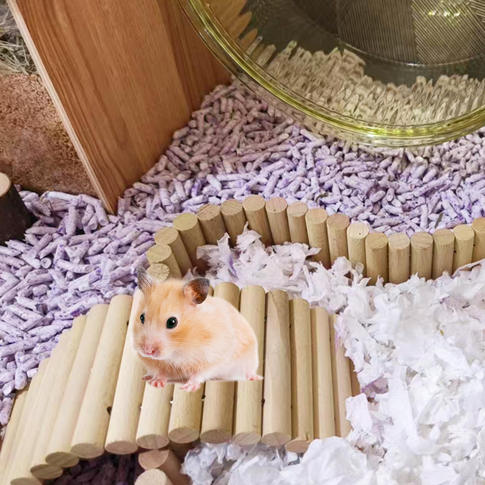 PIVBY 2PCS Wooden Hamster Ladder Bridge, Flexible Wood Tunnel Hide, Hamster Chew Toys for Small Animals Guinea Pig, Rat, Chinchilla, Gerbil, Mice, Mouse (Natural) - color: 2 PCS, Natural wood