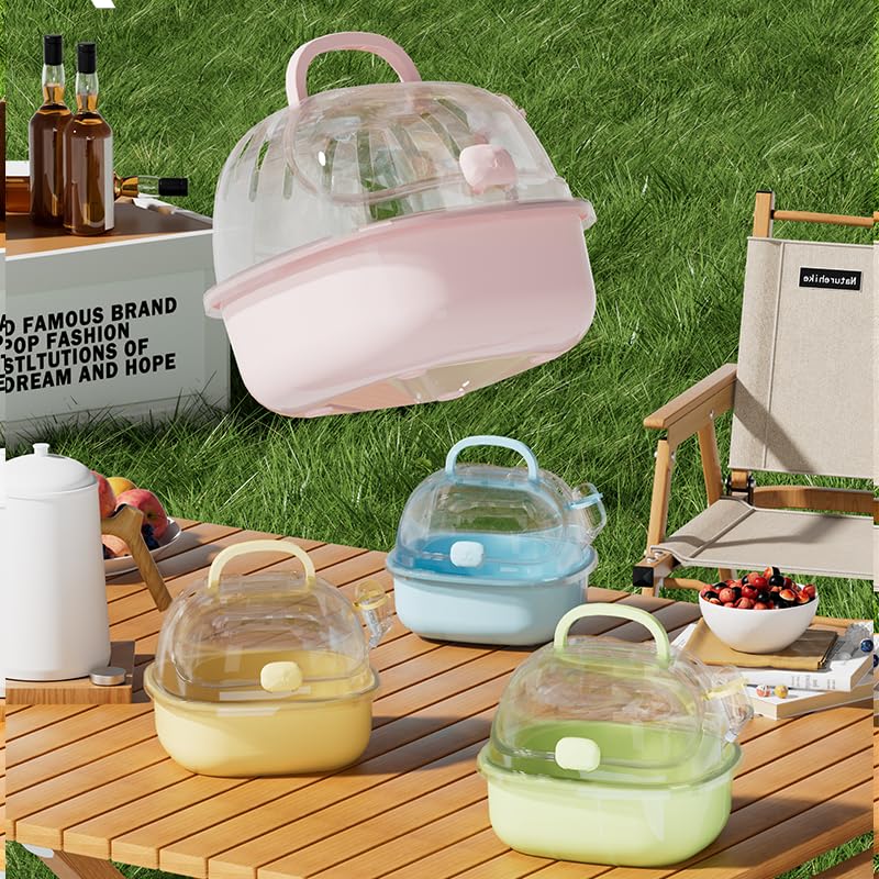 Small Animal Carrier Cage with Water Bottle, Portable Hamster Travel Case | for Small Pets, Gerbils, Mice, Dwarf Hamster (Pink) - color: Pink