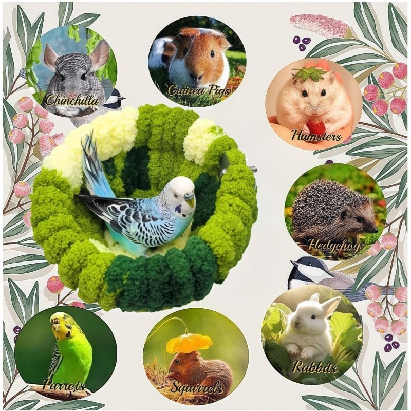 Warm Bird Nest Bed with Suction Cup Bird Snuggle Hut Breeding Bird House Plush Hanging Bird Bed for Parakeet, Conure, Budgie, Cockatiel, Lovebird, Finch, Hamster-Green - color: Green with Suction Cup