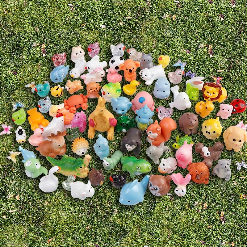 80 Pcs Mini Resin Animals 80 Styles Resin Animals Figurines Bulk for Fairy Garden Miniature Dollhouse Accessories Hide Crafts Decor - style: 80Pcs-Animals Bulk